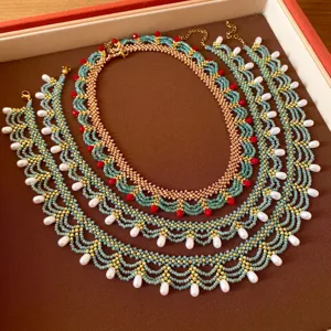 Handgemaakte kralenketting set vintage etnische stijl gelaagde choker sieraden