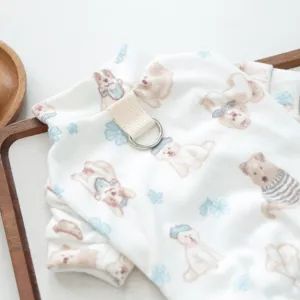 Cute printed pet sweater for small dogs and cats, soft knit fabric with D-ring design.
