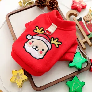 Simpatica renna di Natale animale domestico cane inverno caldo felpa con cappuccio rossa con anello.