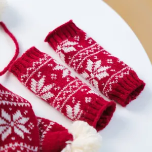 Set scaldamuscoli in maglia natalizi per animali, fiocco di neve rosso bianco per cuccioli.