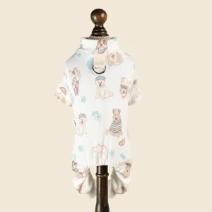 Cute puppy print four-legged pet jumpsuit soft comfortable dog pajamas warm winter clothing