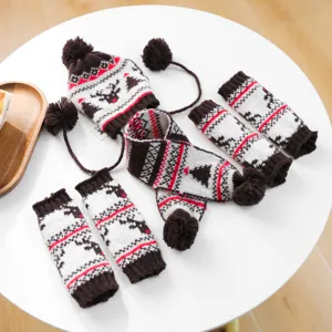 Maglia Natale cane cappello sciarpa set caldo animale inverno vestiti renna cucciolo vestito