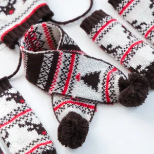 Set sciarpa lavorata a maglia di Natale per animali, accessori invernali pompon.