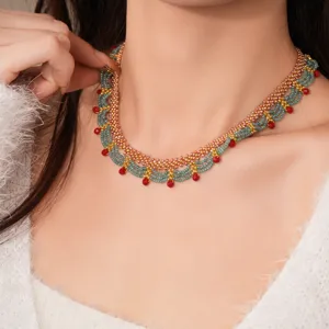 Handgemaakte meerlaagse kralenketting vintage etnische stijl choker elegante sieraden