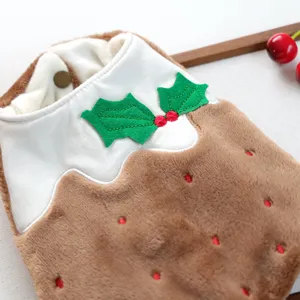 Simpatico costume in pile per animali domestici stile pudding natalizio cucciolo inverno dettaglio