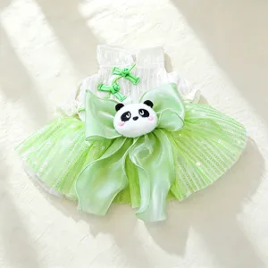 Süßes Panda Haustierkleid Tüll Prinzessin Netzrock Mit Chinesischer Schleife Für Kleine Hunde Katzen Welpen Lässige Kleidung