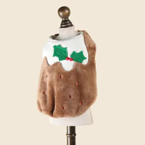 Dettaglio affascinante costume natalizio per animali, morbido peluche, abito senza maniche.
