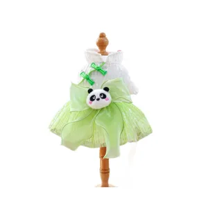 Süßes Hunde Tüllkleid mit Plüsch Panda und Schleife, perfekt für Welpen und kleine Haustiere.
