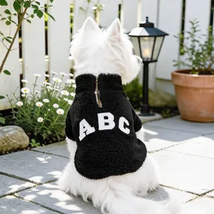 Petcircle Casual Polyester Sherpa Fleece Pet Jacket Comfortable Warm Letter Embroidered Zipper Two-Legged Clothes For Small Dogs Cats Autumn Winter