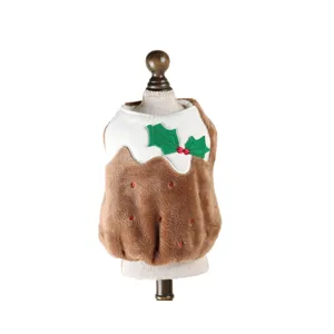 Costume da cane con budino di Natale peluche senza maniche caldi vestiti per cuccioli