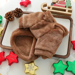Abito invernale in peluche marrone per cani piccoli, cappotto caldo per cuccioli, vestito festivo.