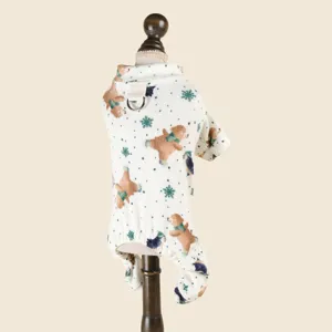 Lindo pijama de invierno para perros y gatos pequeños, mameluco tejido con adorable estampado de osos.