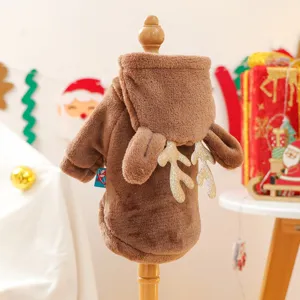 Costume natalizio da renna in pile per animali domestici, vestiti invernali caldi per cuccioli.