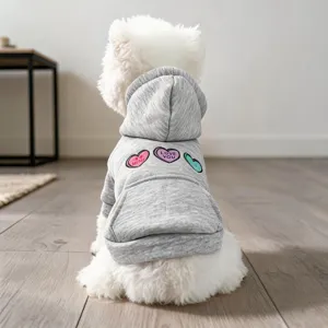 Petcircle Casual Fleece Warm Pet Hoodie Heart Embroidered Letters Two-Legged Dog Apparel For Small Dogs Cats Autumn Winter