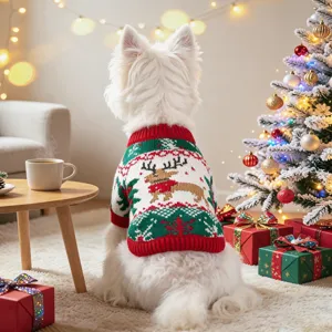 Pet Christmas Reindeer Sweater For Small Dogs Cats Knitted Warm Rudolph Puppy Sweater Red Green Festival Pet Clothing