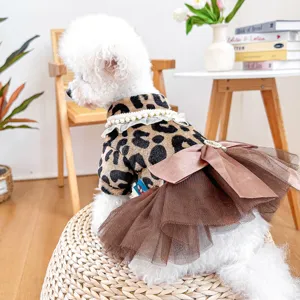 Grazioso vestito tutu leopardato autunno inverno per cani taglia piccola cuccioli.