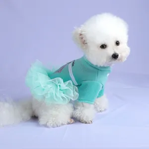 Vestito da principessa per cani piccoli, gonna tutu verde menta calda invernale per cuccioli.