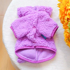 Pet winter warm fleece dinosaur costume purple cute hoodie for small dogs puppy apparel