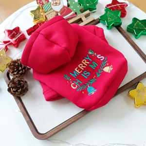 Natale felpa con cappuccio per animali domestici vestiti per cani cucciolo inverno caldo pile
