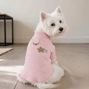 Abbigliamento per Animali Cane Piccola Taglia Cucciolo Maglia Con Anello a D Integrato Arcobaleno Meteora Stella Ricamata Autunno Inverno