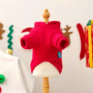 Felpa con cappuccio rossa per cani di piccola taglia, morbido maglione invernale per cuccioli.