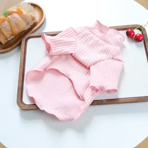 Maglietta a costine rosa per animali domestici cani piccoli, dolce maglione cucciolo colletto.