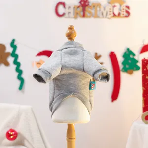 Grey pet dog crewneck sweatshirt cute winter puppy clothes comfortable apparel small dogs.