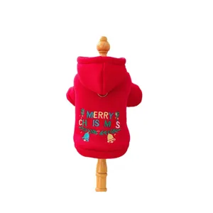 Natale rosso felpa con cappuccio per cane animale domestico inverno caldo vestiti cucciolo