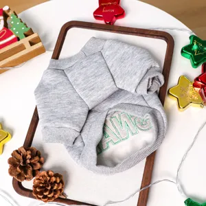Grey pet dog crewneck sweatshirt cute winter warm holiday clothes for small puppies pets