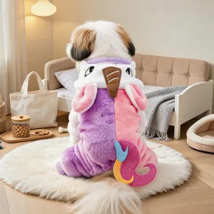 Costume da Unicorno per Animali Domestici Abiti Caldi in Pile a Quattro Zampe Simpatici Indumenti Invernali Antivento per Cani di Piccola Taglia Cuccioli