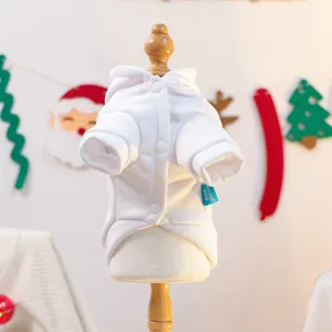 Süßer weißer Winter Haustier Hoodie für kleine Hunde, warme Fleece Hundebekleidung.