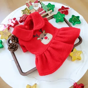 Süßes Weihnachtskleidung für Haustiere mit Rentier Stickerei, warme Winterkleidung Hund.