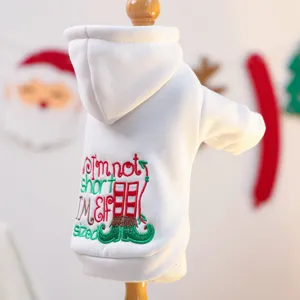 Süßer Hunde-Winterhoodie mit Weihnachtselfen-Bestickung, warmer Kapuzenpullover für kleine Hunde.
