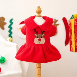Weihnachten Rentier Haustier Hundkleid rot warme Winterwelpen Kleidung süßes Feiertagskostüm