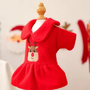 Süßes Weihnachten Rentier Haustier Hund Kleid rot Winter warme Welpen Kleidung Fleece Haustierbekleidung