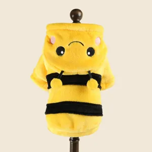 Cute bee style pet dog winter hoodie warm fleece puppy apparel for small dogs clothing