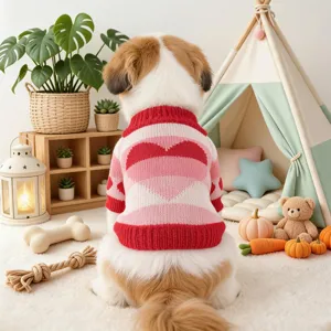 Suéter de punto con corazón para cachorros pequeños, ropa abrigada de invierno para mascotas.
