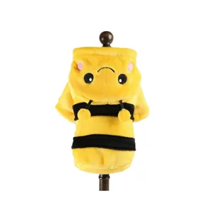 Cute bee pet dog hoodie winter warm fleece apparel for small puppies and cute styling pet clothes