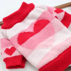 Lindo jersey de punto con corazón para perros pequeños otoño invierno ropa para mascotas