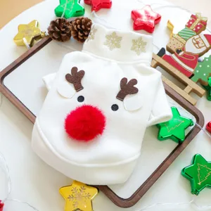 Niedlicher Weihnachtspullover für Hunde mit roter Nase, warme Winterkleidung für kleine Haustiere.