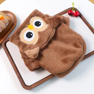Plush owl pet hoodie costume for small dogs and cats, cute animal cosplay party outfit.