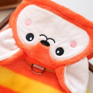 Cute plush pet hoodie detail orange yellow fluffy winter warm pet clothing accessory