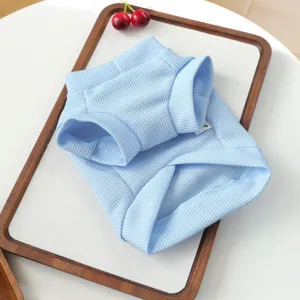 Vetement pour animal en tricot gaufre bleu clair pour petits chiens et chats, doux.