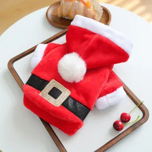 Niedliches Weihnachts-Haustierkostüm Plüsch Santa Kapuzenpulli für Hunde und Katzen warm.
