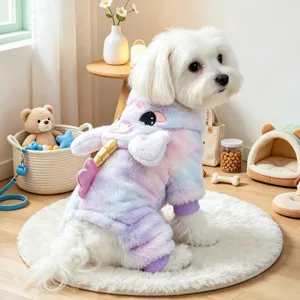 Pet Fleece Winter Warm Cosplay Costume Cute Unicorn Design Soft Four-Legged Apparel For Small Dogs Cats Puppy
