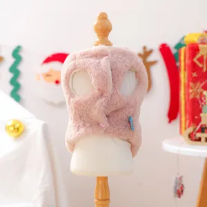 Rosa Plüsch Haustierweste für kleine Hunde, warme Fleece Hundekleidung für Weihnachten.