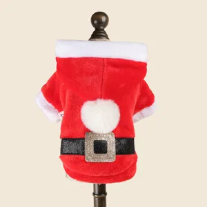 Süßes Haustier Weihnachten Santa Plüschkostüm für kleine Hunde Katzen Winter warme Kleidung.