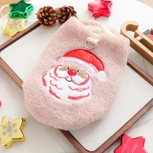 Niedliche rosa Fleece Haustier Winterweste mit Weihnachtsmann Stickerei, warme Hundekleidung.