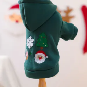 Groene huisdier hond hoodie winter warme kerst kostuum schattige geborduurde kleding pup