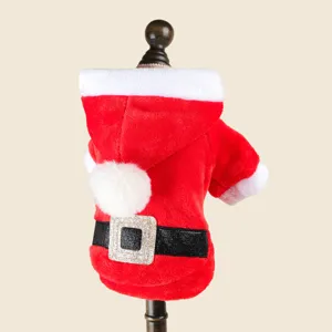 Süßer weihnachtlicher Haustier Plüsch Hoodie Mantel für kleine Hunde und Katzen Kostüm